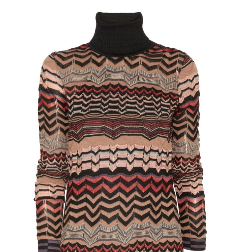 DESIGNER M MISSONI CHEVRON STRIPE TURTLENECK DRESS SIZE 8/44